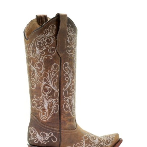 CORRAL TAN SCROLL WESTERN BOOT - Picture 2 of 3